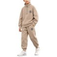 thumbnail image 2 of Xdegoge Tween Boys Clothes 2 Piece Outfits Long Sleeve Half Zip Pullover Sweatshirt and Athletic Jogger Sweatpants Set with Pockets Fall Winter Casual Sports Sets, 2 of 9