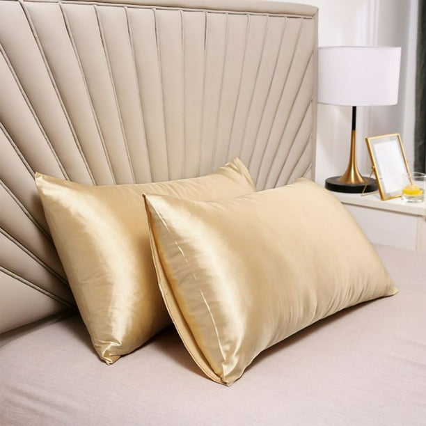 Funda de almohada de satén refrescante, imitación de seda, color liso, ideal para cabello y piel, súper suave y fresca, similar a la seda.