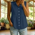 thumbnail image 3 of Otntypg Womens Sleeveless Button Down Shirts Lightweight Soft Cotton Linen Work Peplum Blouses Solid Color V Neck Casual Beach Vacation Collared Tank Tops, 3 of 7