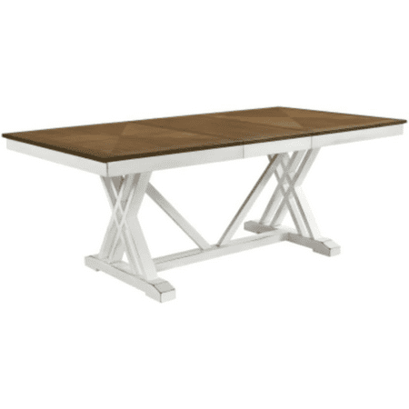 

1 White and Oak Veneer Dining Table with Self Storage Expansion Leaves Minimalist Style Dining Table for Offices Bedrooms and Restaurants
