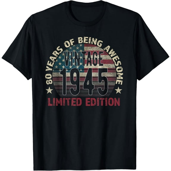 80th Birthday Gift men Vintage born 1945 turning 80 Year Old Men's T-Shirt
