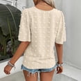 thumbnail image 5 of VBVC Women's Floral Lace Dot V Neck Blouse , Ladies' Ruffle Short Sleeve Casual Top , Eyelet Textured Shirts For Women,Beige,S-2XL, 5 of 8