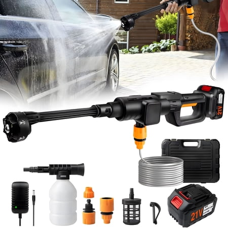 DyEtee Upgrade 900PSI Cordless High Pressure Washer Gun, 15000mAh Battery Powered Pressure Washer with 6-in-1 Adjustable Nozzle, Portable Handheld Power Washer for Car, Home Cleaning & Garden Washer