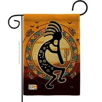 Breeze Decor BD-SW-G-115145-IP-DB-D-US18-BD 13 x 18.5 in. Kokopelli Playing Flute Burlap Country & Primitive Southwest Impressions Decorative Vertical Double Sided Garden Flag