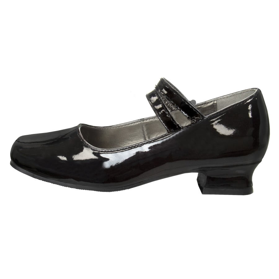 Josmo Girls Flower Mary Jane Dress Shoes. (Little Kids Big Kids)., Black Patent, 3