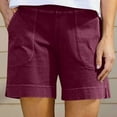 thumbnail image 2 of RPVATI Cotton Shorts for Women Loose Fit Summer High Waisted Vacation Chino Shorts Casual Trendy Running Workout Beach Shorts with Pockets Walking Comfy Wine S, 2 of 6