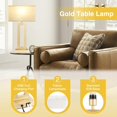 thumbnail image 4 of 22" Tall Bedroom Lamps for Living Room - Touch Gold Bedside Lamps with USB C+A, 3 Way Dimmable Lamp for Nightstand, Modern Night Stands Lamps for End Tables(Beige&Gold), 4 of 16