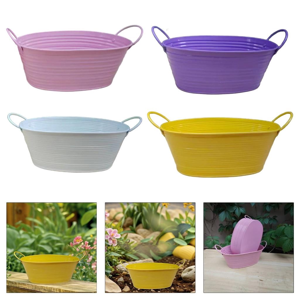 AOOOWER Multipurpose Metal Flower Container Planter For Balcony Windowsill Gardening Home Wedding Party Display 2pcs