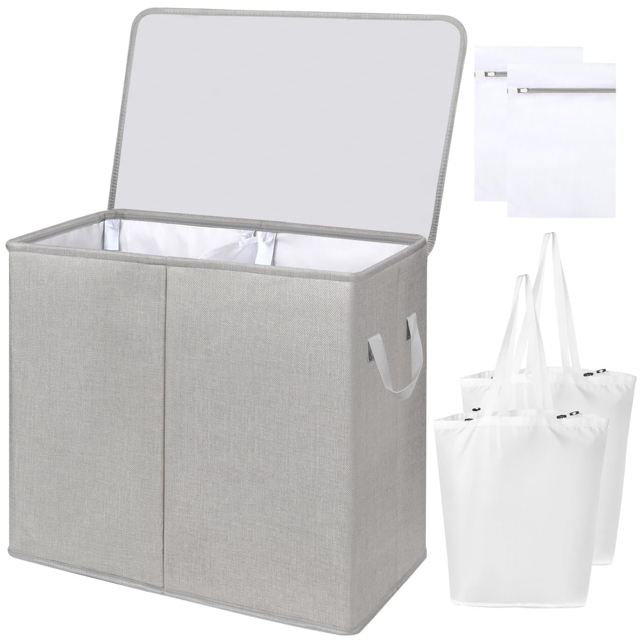 YOUPINS Double Laundry Hamper with Lid and Removable Laundry Bags