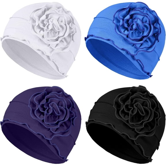 Minzimin 4 Pcs Cotton Beanie Turban Headwear for Women Soft Cancer Chemo Head Scarf Hats Elastic Covers Wraps for Women's Hair