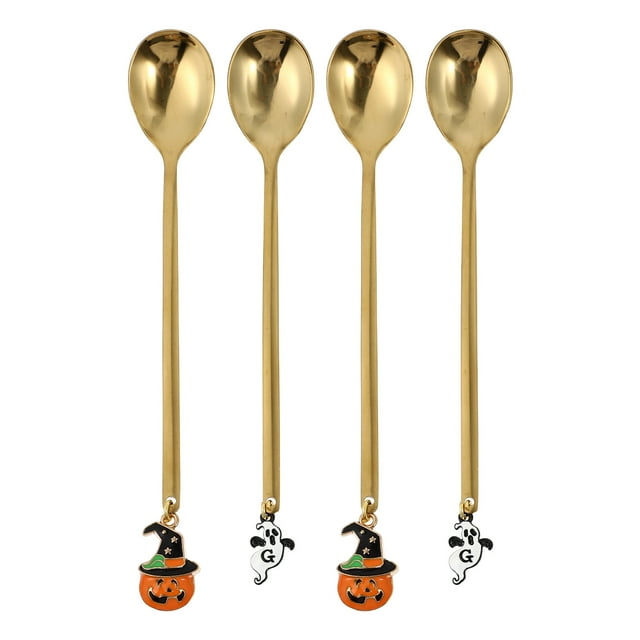Miangastore 4pcs Halloween Coffee Spoons Stainless Steel Dessert Teaspoon Tea Sugar Espresso Dessert Stirring Spoons Serving Spoon For Halloween Party Kitchen