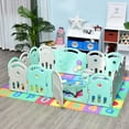 thumbnail image 2 of Qaba Enclos pour Bébé, Parc pour Enfants 14 Panneaux, Vert, 2 of 10