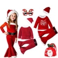 thumbnail image 2 of Baby Girls Christmas Santa Claus Clothes Set Kids Long Sleeve Velvet Top Flare Pants Hat Xmas Elf Santa Suit New Year Outfits, 2 of 5
