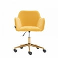 thumbnail image 7 of Home Office Chair, Desk Chair with 360° Swivel and Adjustable Height, Rolling Chair with Gold Metal Legs and Universal Wheels for Indoor, Computer Chair for Office, Bedroom, Living Room, Yellow, 7 of 7