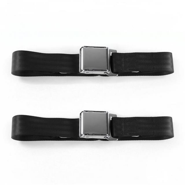 Chevy FS Blazer 1969-1972 Airplane 2 Point Black Lap Bucket Seat Belt Kit - 2 Belts