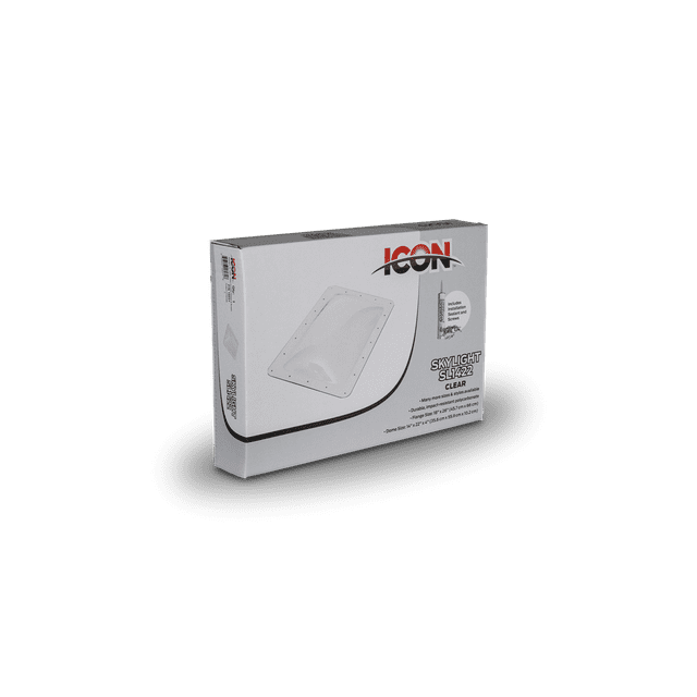 Icon Skylight 16031 4 Inch High Bubble Type Dome; Rectangular; 22 Inch Length x 14 Inch Width Opening; 26 Inch Length x 18 Inch Width Flange; Clear; Polycarbonate; Single