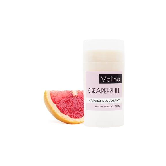 Malina Organic Aluminum-Free Grapefruit Natural Deodorant, 2.5 fl oz | 2-pack