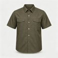 thumbnail image 4 of Men's 2 Piece Cargo Set Short Sleeve Button Down Shirt with Pockets and Casual Trousers Workwear Outfit, 4 of 7