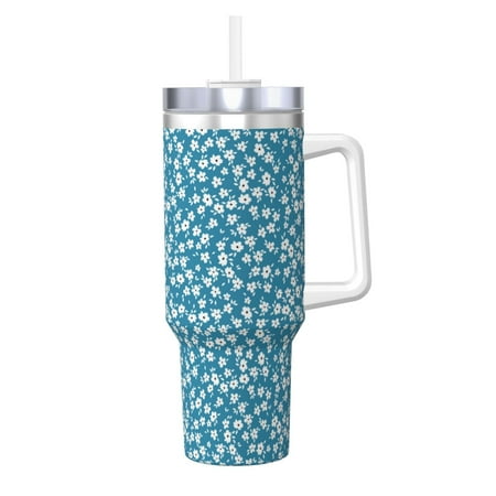 

Sikiie Beautiful Floral Insulated Stainless Water Bottle Lid Travel Mug Cup Insulated Tumblers Cup 40oz Ice Bully With Handle