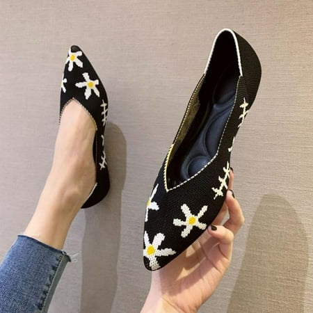 

2020 Woman Knit Pointed Shoes Women s Flat Shoes Ballet Shoes Moccasin Mixed Color Shoes Soft Pregnant Shoes Zapatos De Mujer