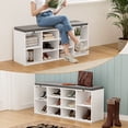 thumbnail image 6 of Mvvte Shoe Bench with Removable Fabric Pad, Storage Bench with Padded Seat, Entryway Bench with 10 Cubbies, for Bedroom, Mudroom, Hallway & Closet (White, 41"D x 11.2"W x 16.75"H), 6 of 8