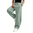 thumbnail image 5 of Men Soft Loose Wide Leg Pants Elastic Drawstring Waist Athletic Casual Jogger Sweatpants Streetwear Trousers With Side Pockets M, 5 of 8
