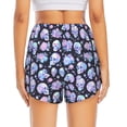 thumbnail image 2 of Lsque Blue Skull Flower Printed Women's Running Shorts with Liner Pockets,Elastic Quick Dry Workout Athletic Gym Yoga Shorts,Womens High Waist Shorts-Small, 2 of 9