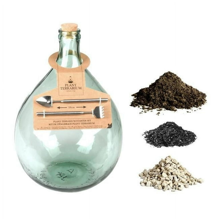 Esschert Design テラリウムボトルプランター ツール付き 55L Esschert Design Glass Terrarium Bottle, Green, Medium Size