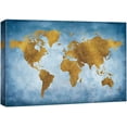 thumbnail image 3 of PixonSign Canvas Print Wall Art Gold Texture Style Blue World Map Landscape Islands Digital Art Modern Art Contemporary Aerial Colorful Multicolor Warm for Living Room, Bedroom, Office - 32"x48", 3 of 5