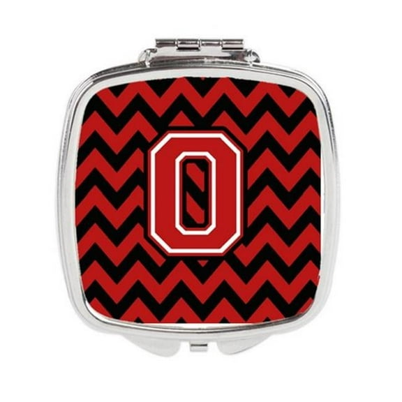 Carolines Treasures  Letter O Chevron Black & Red Compact Mirror - Black & Red - 3in. H x 0.3in. W x 2.75in. L