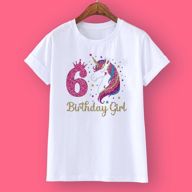 Camiseta de cumpleaños de unicornio 1-12 Camiseta de cumpleaños Camiseta salvaje Camiseta de fiesta para niñas Ropa con tema de unicornio Regalos para niños Camisetas de moda Camiseta Tan Jianjun unisex