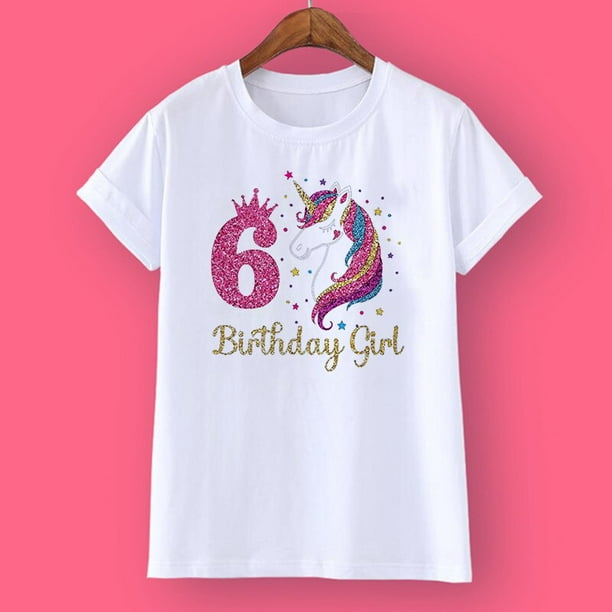 Camiseta de cumpleaños de unicornio 1-12 Camiseta de cumpleaños Camiseta salvaje Camiseta de fiesta para niñas Ropa con tema de unicornio Regalos para niños Camisetas de moda Camiseta Tan Jianjun unisex