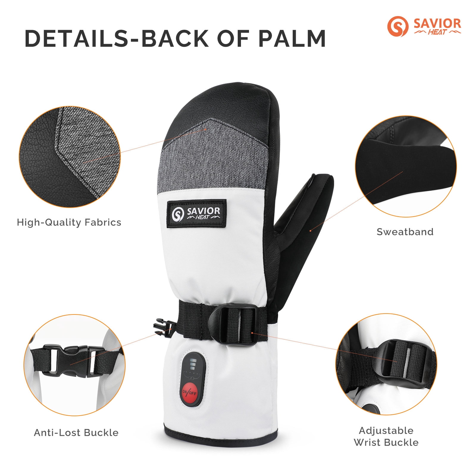 SAVIOR HEAT Heated Mittens for Men & Women - 7.4V 3000mAh Battery, Fast Charging, Waterproof & Touchscreen, Ideal for Skiing, Hiking, Snowboarding, Camping
