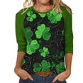 thumbnail image 2 of Craaazy Women's St Patricks Day Sweatshirts Comfy Clover 3/4 Sleeve Crew Neck Shirts Gifts, 2 of 7