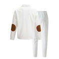 thumbnail image 6 of THDHVS Mens Outfits 2 Piece,Outfits for Men,Man Style Casual Fashion Long Sleeves Button Standing Collar Top Drawstring Waist Long Pants Sets White 3XL, 6 of 6