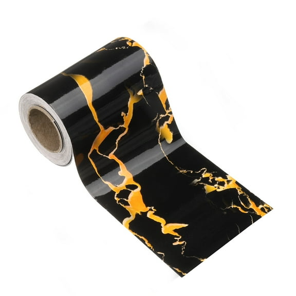 Uxcell Wood Grain Wallpaper Border 3" x 16.4ft Textured Frame Sticker, Black Gold