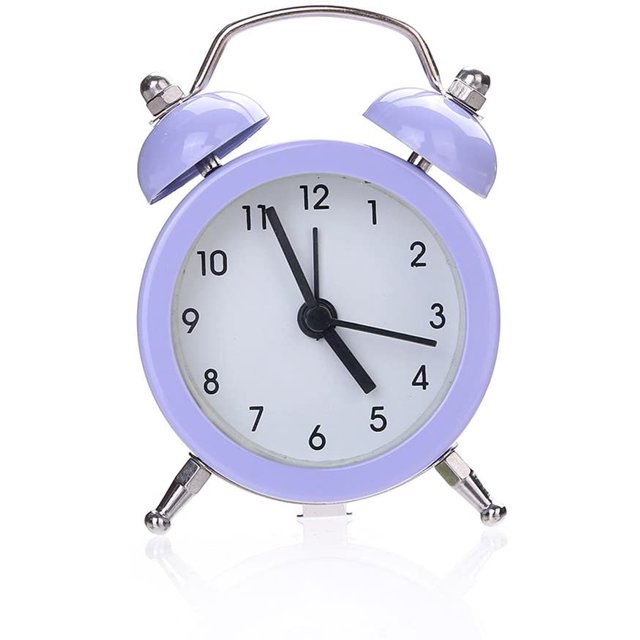 mini reloj despertador de campana doble reloj de escritorio de metal redondo reloj de pie para el hogar habitación cocina oficina luz púrpura brillar Electrónica