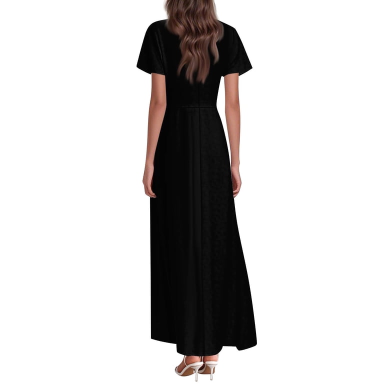TQWQT Women's Plus Size Black Dresses Casual Long Spring Dress Short Sleeve V Neck Wedding Guestes Boho Summer Tiered Dresses Black XS - Walmart.com TQWQT Women's Plus Size Black Dresses Casual Long Spring Dress Short Sleeve V Neck Wedding Guestes Boho Summer Tiered Dresses Black XS - Walmart.com