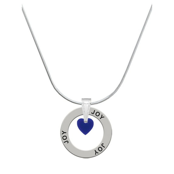 Delight Jewelry Acrylic 5/16" Navy Blue Heart Joy Ring Charm Necklace, 18"