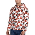 thumbnail image 3 of Kdxio Red Ladybugs Print Mens Casual Hooded Collar Drawstring Hoodies Pullover Sweatshirts Casual Long Sleeve Shirts-Large, 3 of 7