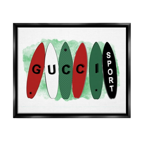 Stupell Industries Stylish Glam Surfboards Beauty & Fashion Painting Black Floater Framed Canvas Art Print Wall Art, 21 x 17