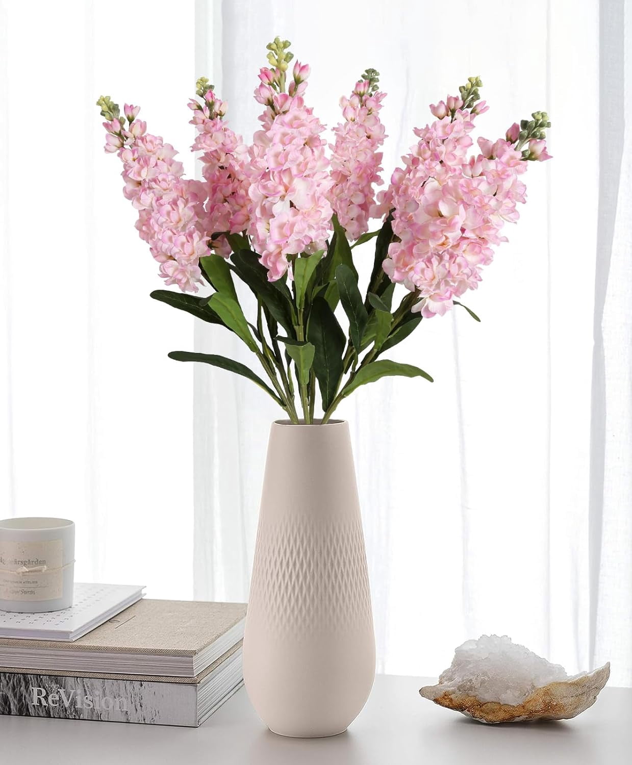 Pink Silk Flowers Snapdragon Artificial Flowers, Antirrhinum Fake Flowers 3.5'' Long Stem Delphinium Faux Flowers Light Pink Flowers for Home Decor Wedding Table Centerpieces (Light Pink)