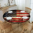 thumbnail image 5 of Elastic Edge American Flag Round Fitted Table Cloths, Vintage Plank Washable Spill Proof Table Cover, for Indoor Holiday Family Banquet and Outdoor Patio Use, Fit for 44" Table, 5 of 6