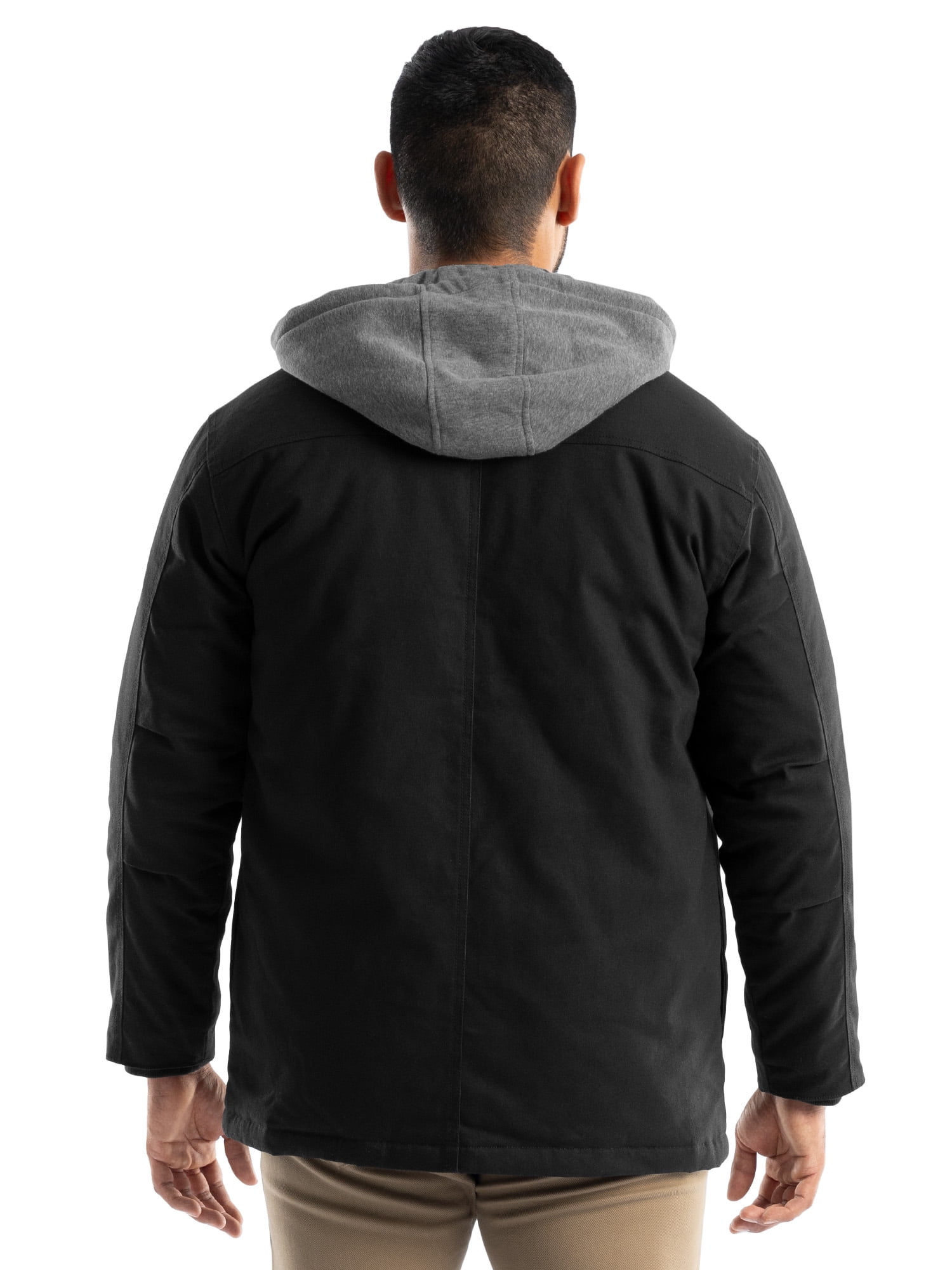 Wrangler Workwear Men's Quilted Lined Work Shirt Jacket with Hood, Size S-5XL (Men's and Big Men's)