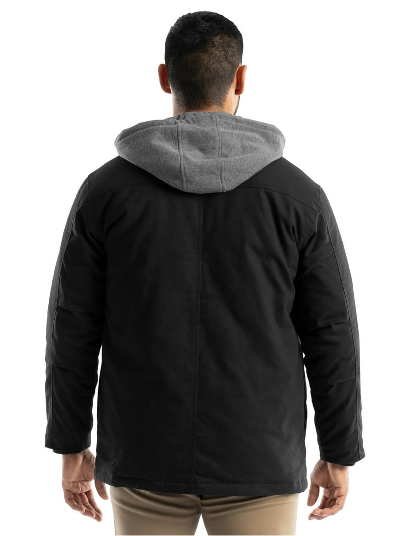 Wrangler Workwear Men's Quilted Lined Work Shirt Jacket with Hood