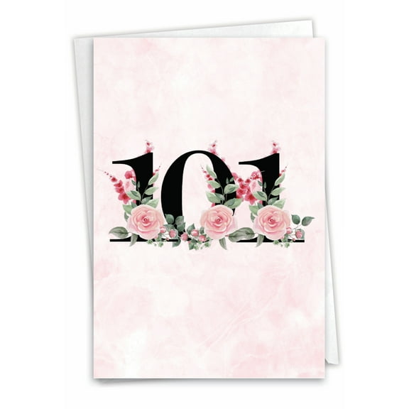 NobleWorks 101th Milestone Birthday Greeting Card with 5 x 7 Inch Envelope (1 Card) Floral Age 101 C8267MBG