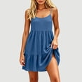 thumbnail image 2 of Tqcoqu Women's Adjustable Spaghetti Strap Backless Dresses,Tiered Ruffle Mini Dress with Pockets,Navy Women's S-XXL, 2 of 6