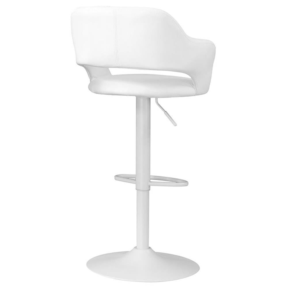Home Square 2 Piece Faux Leather Adjustable Swivel Bar Stool Set in White
