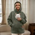 thumbnail image 2 of Cat Pouch Hoodie Pet Carrier Hoodie Zipper Kangaroo Pocket Sweatshirt With Pet Pouch Fleece Warm Pet Sweatshirt Outdoor, 2 of 9