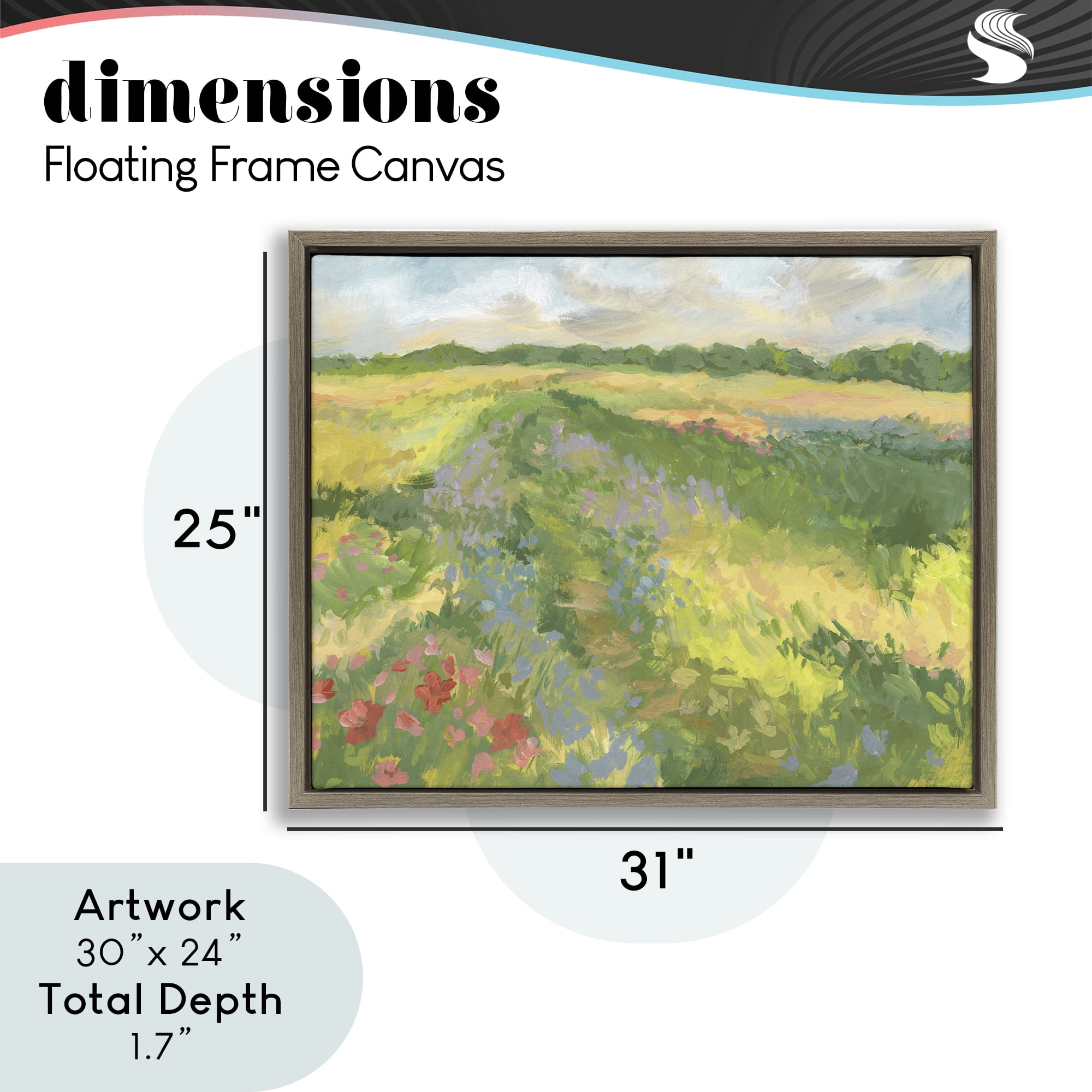 Stupell Industries Windswept Flower Meadow Brown Framed Floater Canvas Wall Art, design by Victoria Barnes